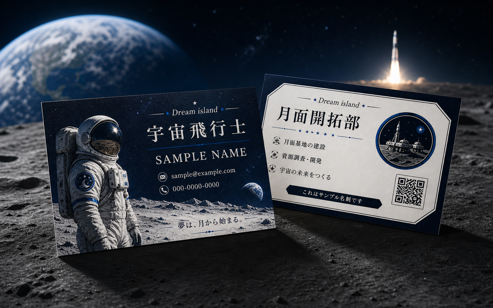 宇宙飛行士名刺のサンプル